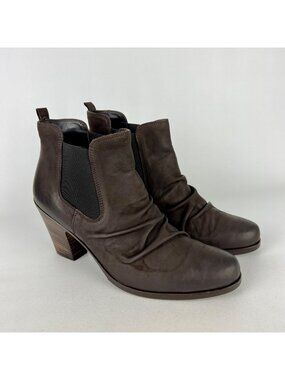 Paul Green Womens Jano Brown Leather Scrunch Chelsea Ankle Boot size US 8.5 UK 6